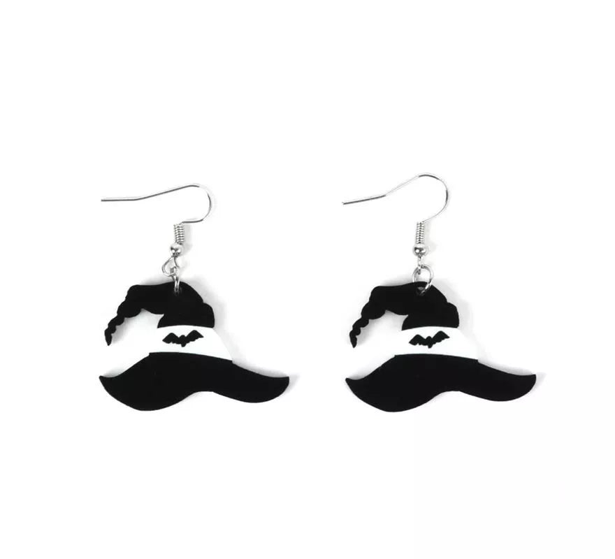Translation missing: pt-PT.Pendientes de Sombrero de Bruja negro y blanco