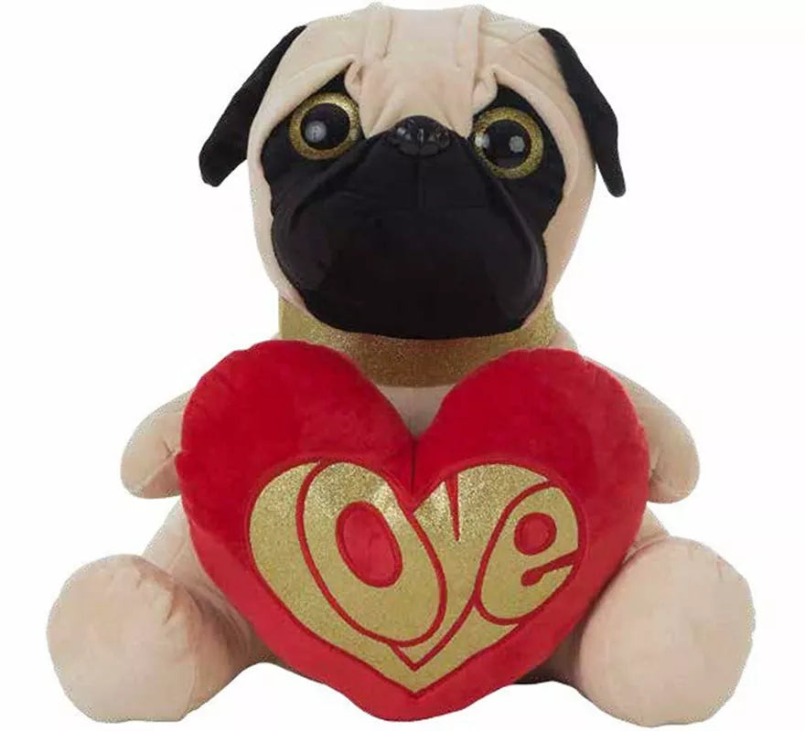 Translation missing: pt-PT.Perro Pug de peluche con Corazón en varios tamaños