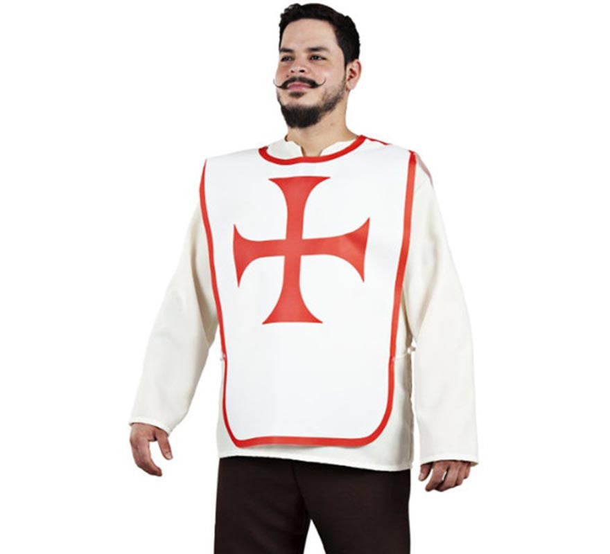Translation missing: pt-PT.Peto Medieval Cruz roja con blanco para adulto