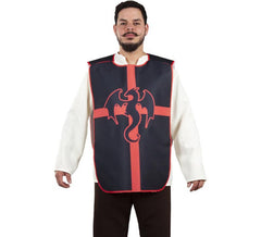 Peitoral dragão medieval preto e vermelho para adulto