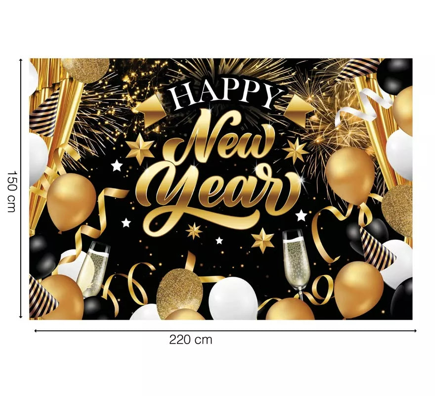 Translation missing: pt-PT.Photocall Happy New Year de 220x150 cm