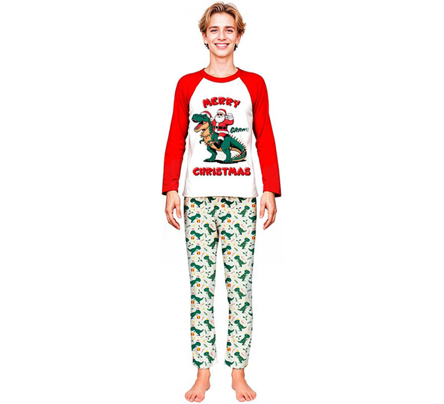 Translation missing: pt-PT.Pijama Navideño de Dino para adultos