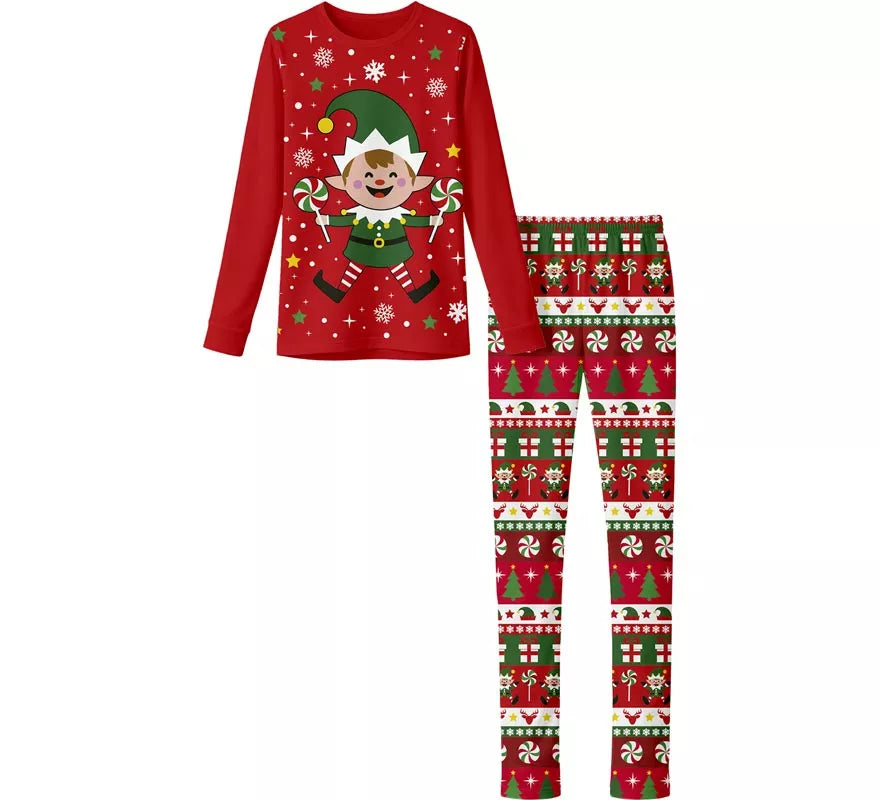 Translation missing: pt-PT.Pijama Navideño de Elfo de 2 Piezas para mujer