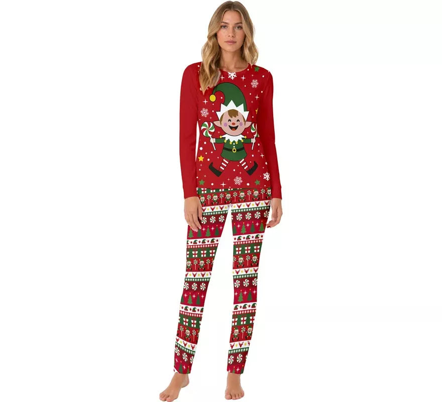 Translation missing: pt-PT.Pijama Navideño de Elfo de 2 Piezas para mujer