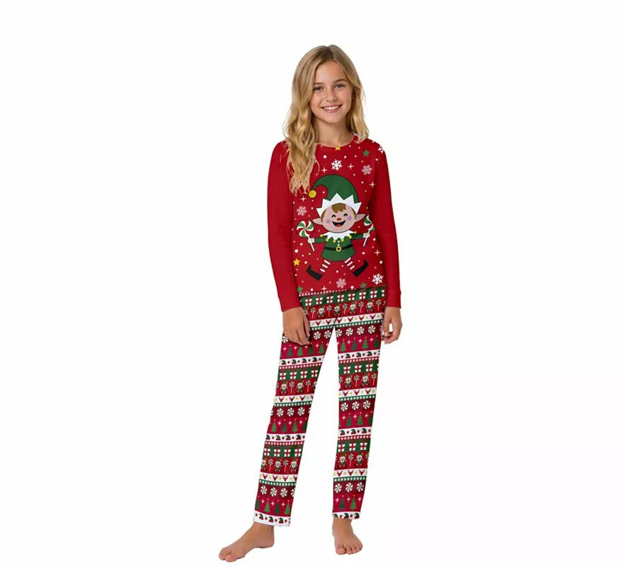 Translation missing: pt-PT.Pijama Navideño de Elfo de 2 Piezas para niños