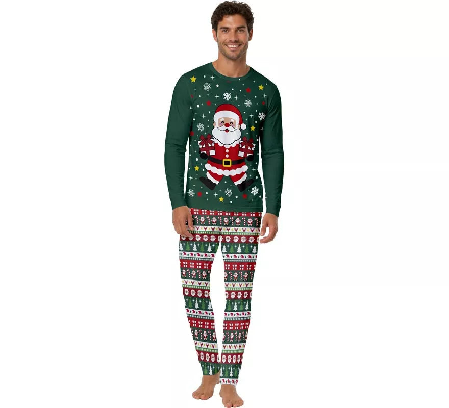 Translation missing: pt-PT.Pijama Navideño de Papá Noel de 2 Piezas para hombre