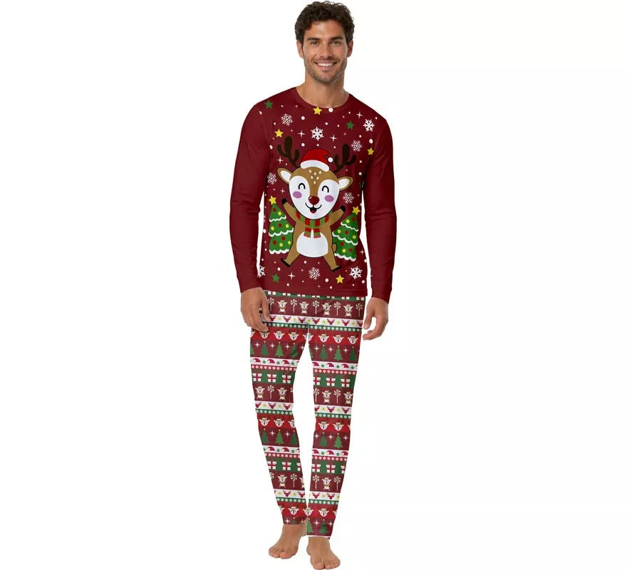 Pijama Navideño de Reno de 2 Piezas para hombre