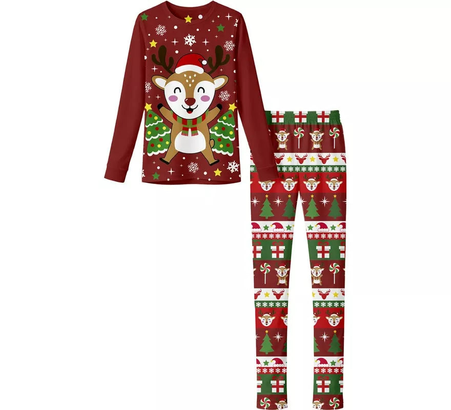 Translation missing: pt-PT.Pijama Navideño de Reno de 2 Piezas para mujer