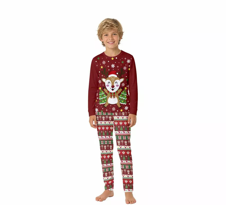 Translation missing: pt-PT.Pijama Navideño de Reno de 2 Piezas para niños