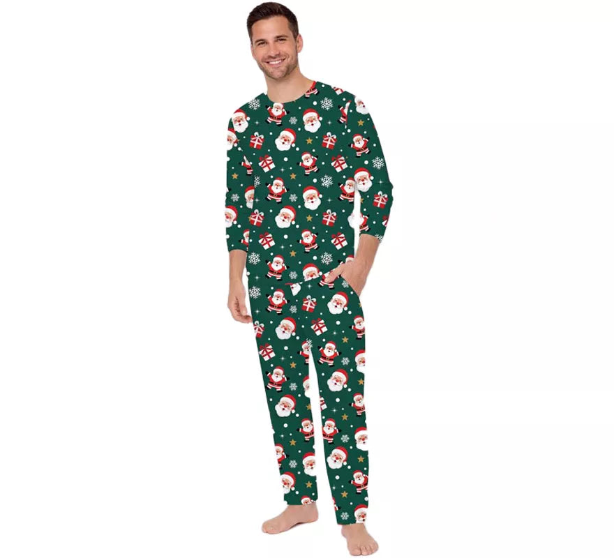 Translation missing: pt-PT.Pijama Navideño verde de 2 Piezas para hombre