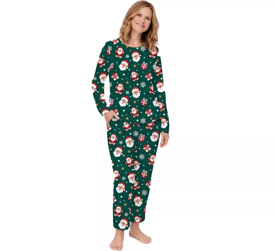 Translation missing: pt-PT.Pijama Navideño verde de 2 Piezas para mujer