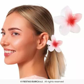 Translation missing: pt-PT.Pinza Flor para Pelo de 8 cm blanca y centro en varios colores