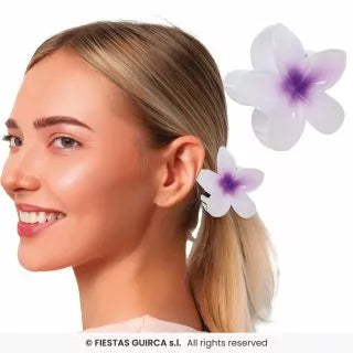 Translation missing: pt-PT.Pinza Flor para Pelo de 8 cm blanca y centro en varios colores