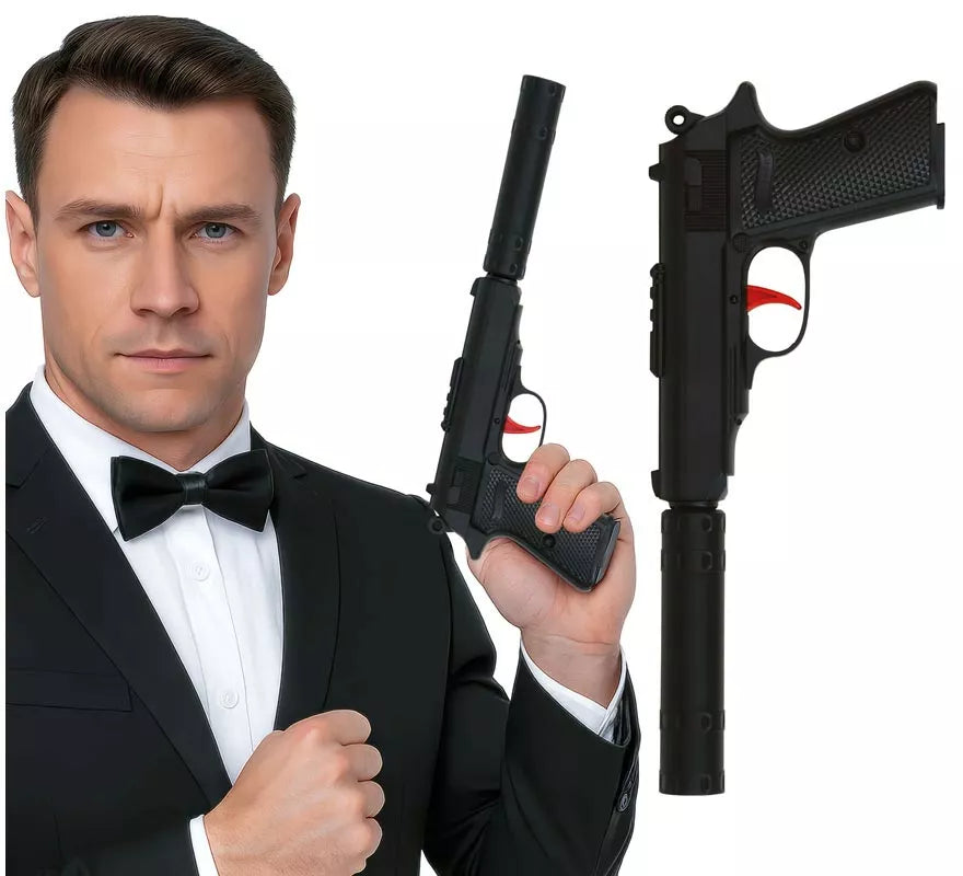 Translation missing: pt-PT.Pistola de Agente Secreto con Silenciador de 29 cm de Plástico