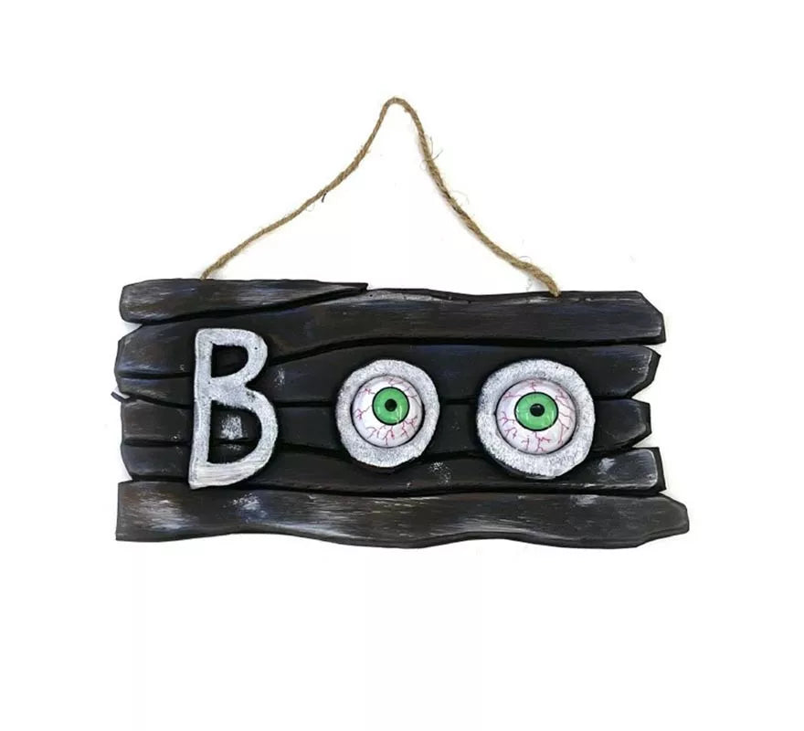 Translation missing: pt-PT.Placa Boo colgante con ojos de 30x15 cm
