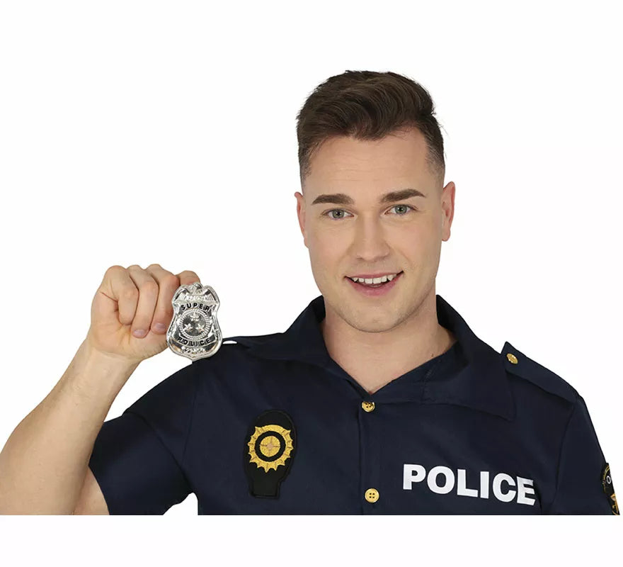 Translation missing: pt-PT.Placa de Súper Policía metálica de 7 cm
