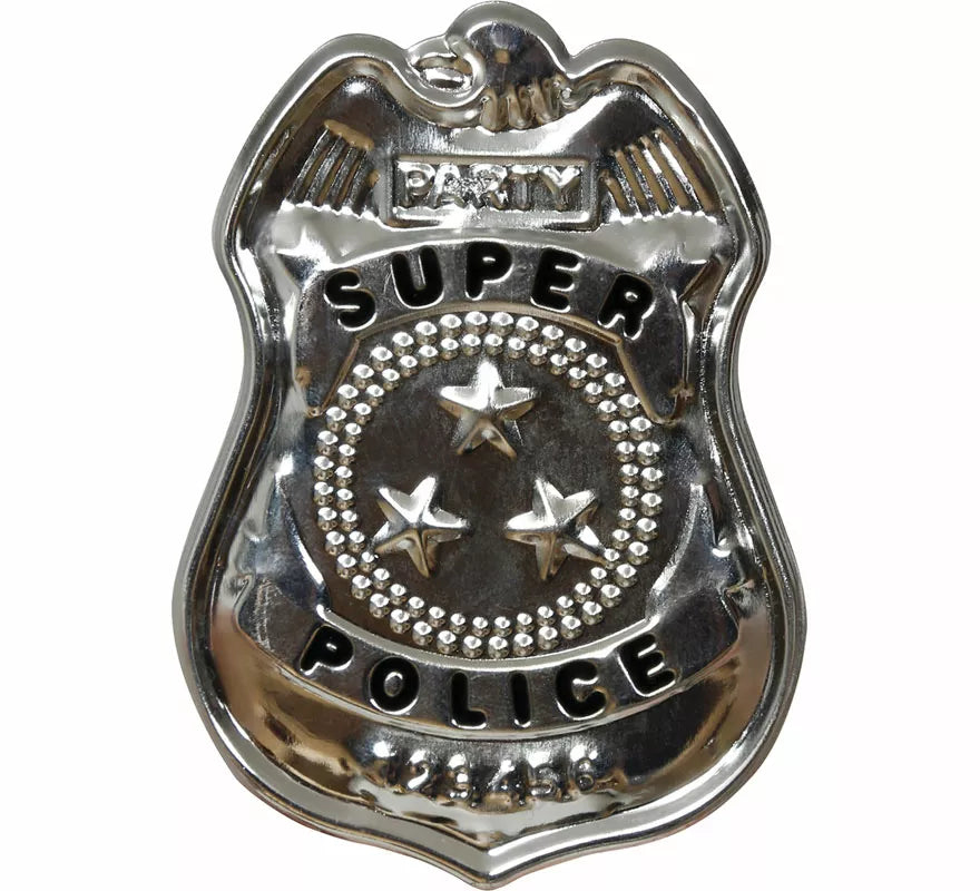 Placa de Súper Policía metálica de 7 cm