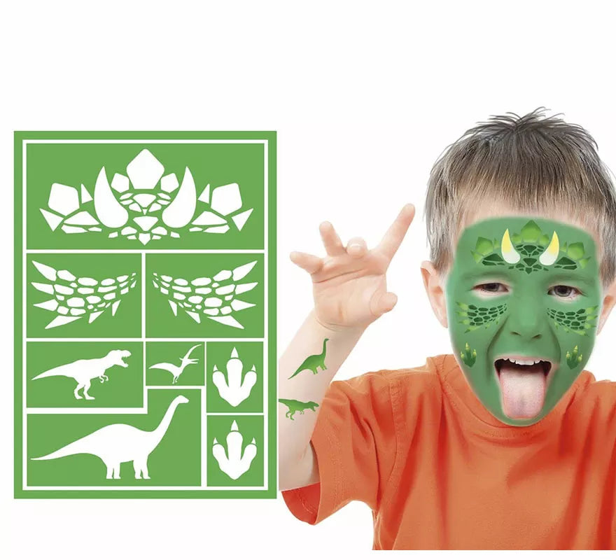 Translation missing: pt-PT.Plantilla de Maquillaje Dinosaurio Infantil Verde de 14x20 cm