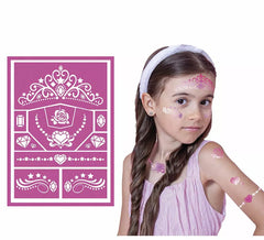 Estêncil de Maquiagem Princesa Infantil Rosa 14x20 cm