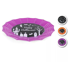 Prato de Halloween em cores sortidas medindo 34x25,5x3 cm