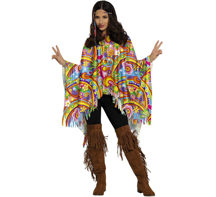 Translation missing: pt-PT.Poncho Hippie multicolor adulto