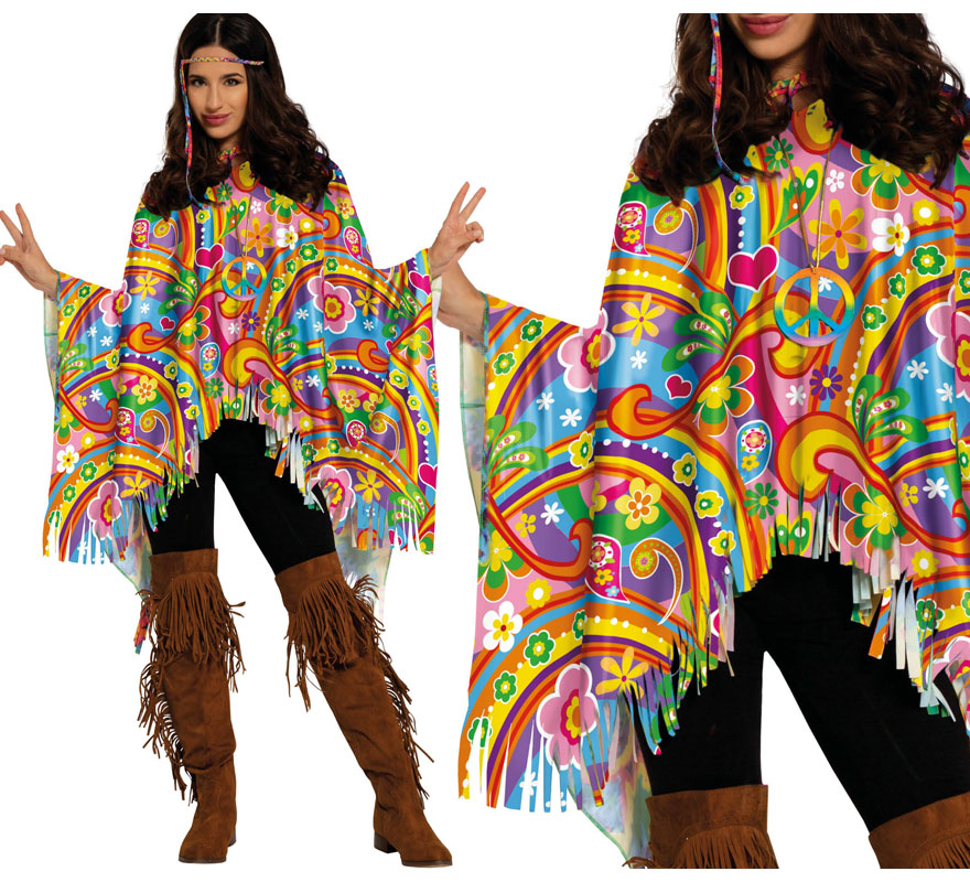 Translation missing: pt-PT.Poncho Hippie multicolor adulto