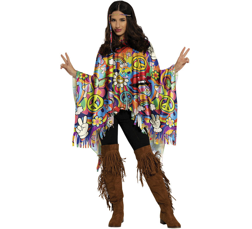 Translation missing: pt-PT.Poncho Hippie Paz multicolor adulto