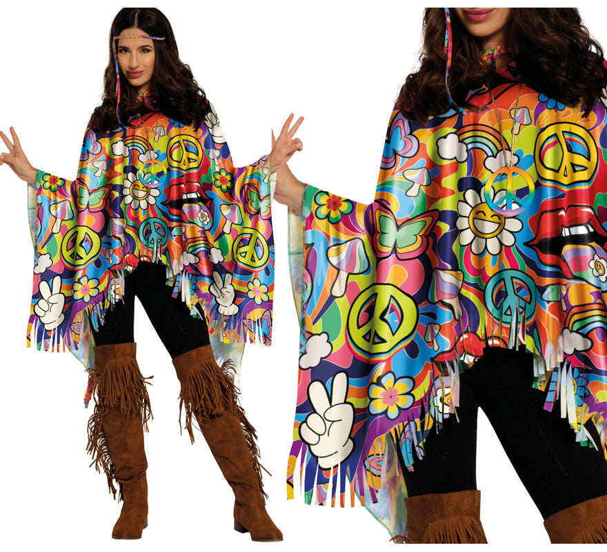 Translation missing: pt-PT.Poncho Hippie Paz multicolor adulto