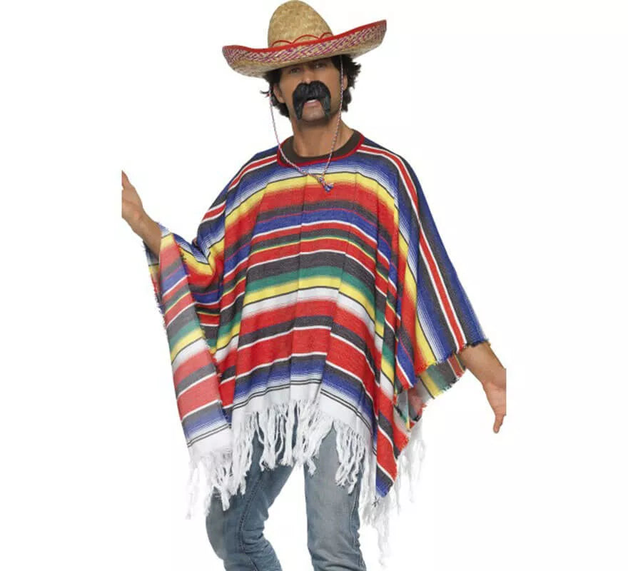 Translation missing: pt-PT.Poncho Mexicano multicolor deluxe para adulto