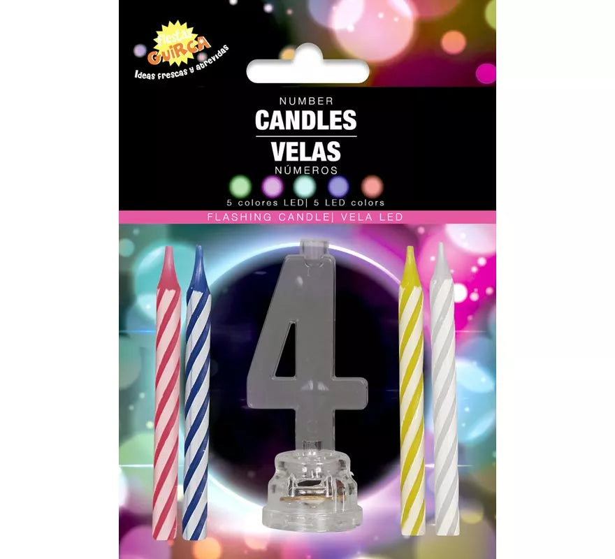 Portavela Led Nº 4 con 4 Velas, de 13 cm