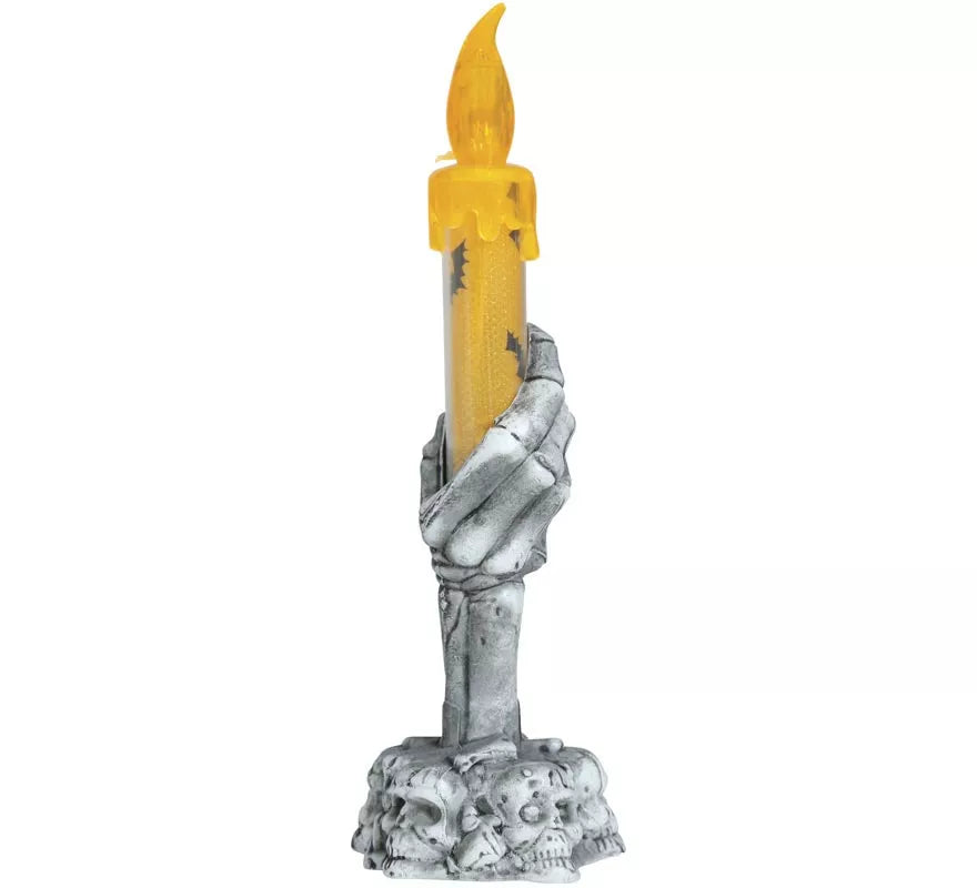 Portavelas Calavera con Vela Led de 15 cm