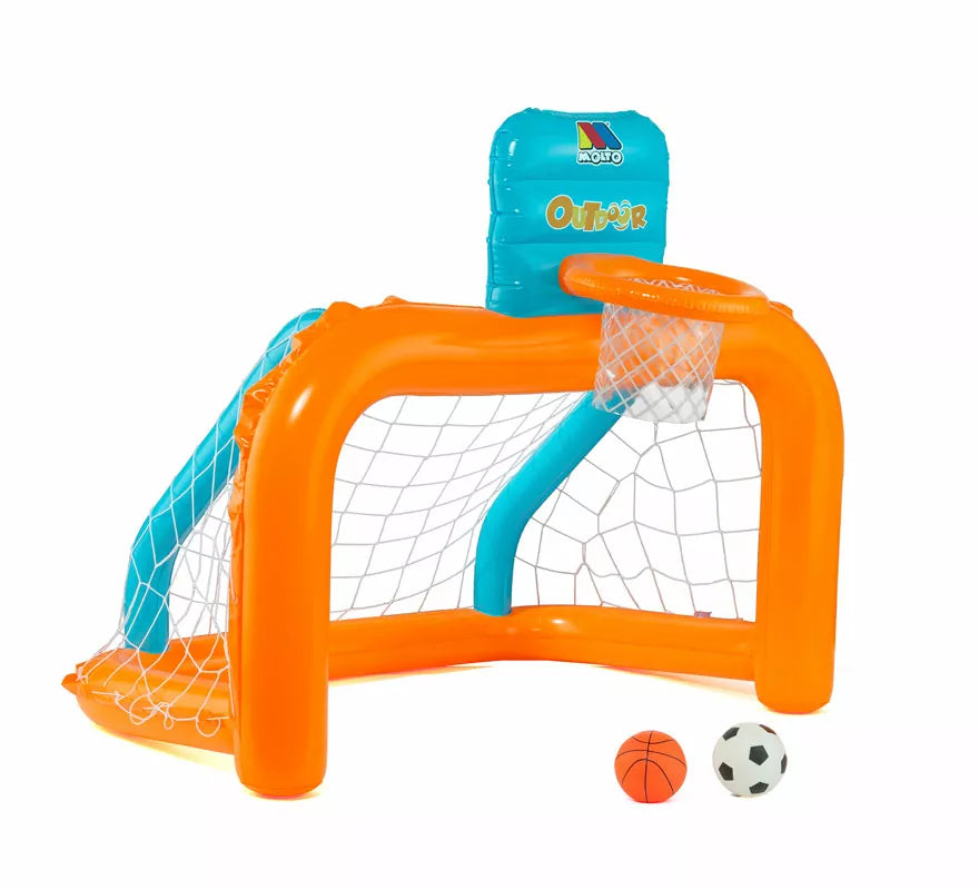 Portería y Canasta Hinchable 2 en 1 con Pelotas