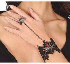 Pulseira Bordada e Anel Aranha