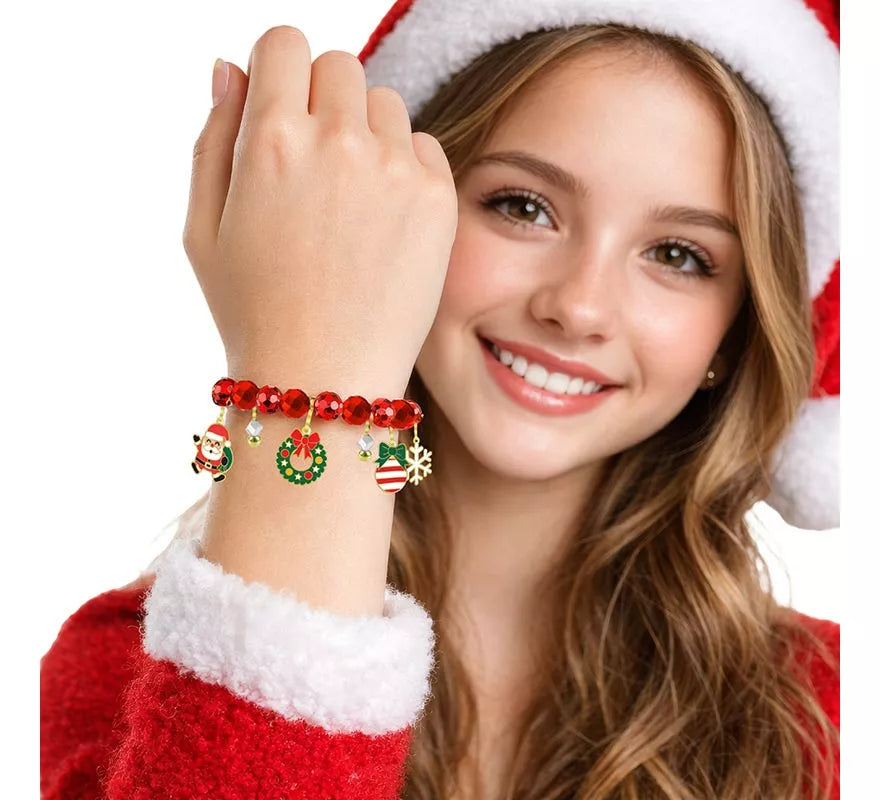 Translation missing: pt-PT.Pulsera roja con Colgantes de Reno y Árbol de Navidad