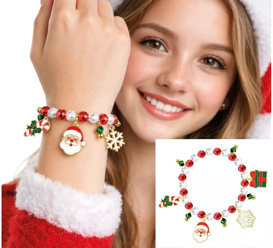 Pulsera roja y blanca con Colgantes de Papá Noel