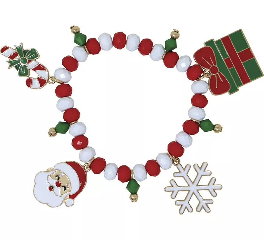 Pulsera roja y blanca con Colgantes de Papá Noel