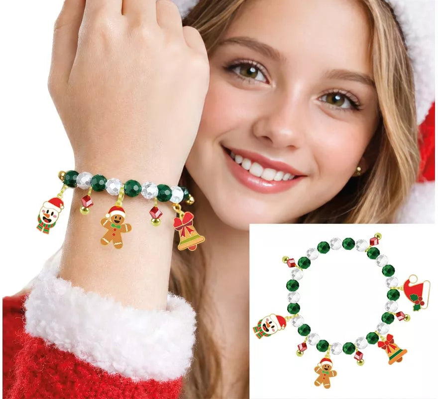 Translation missing: pt-PT.Pulsera roja y verde con Colgantes de Muñeco de Jengibre
