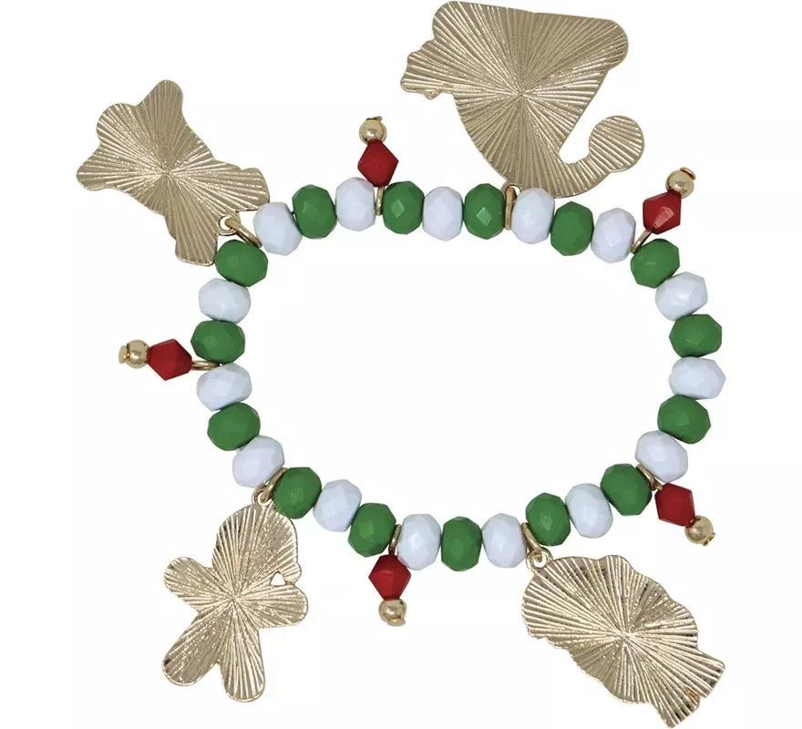 Pulsera roja y verde con Colgantes de Muñeco de Jengibre