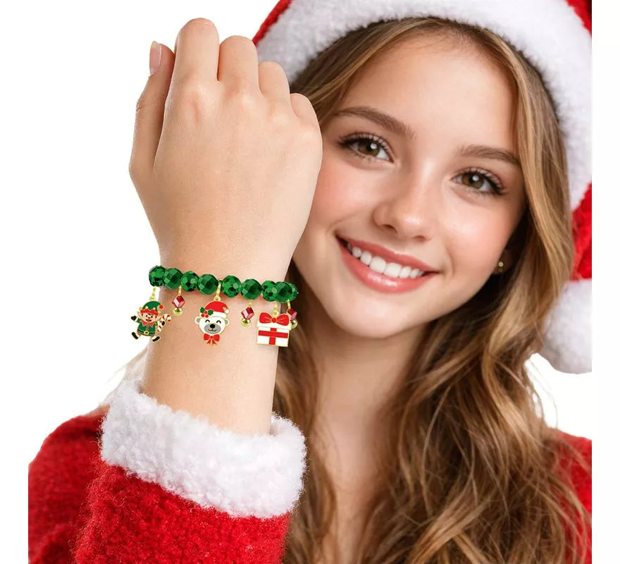 Translation missing: pt-PT.Pulsera verde con Colgantes de Papá Noel y Campana