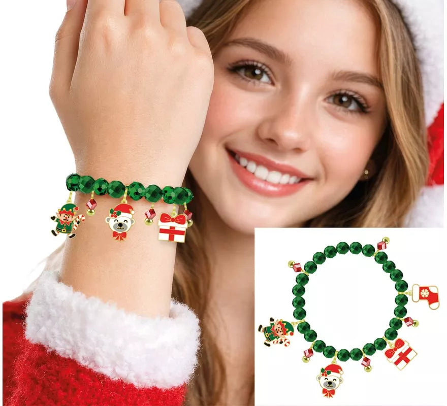 Translation missing: pt-PT.Pulsera verde con Colgantes de Papá Noel y Campana