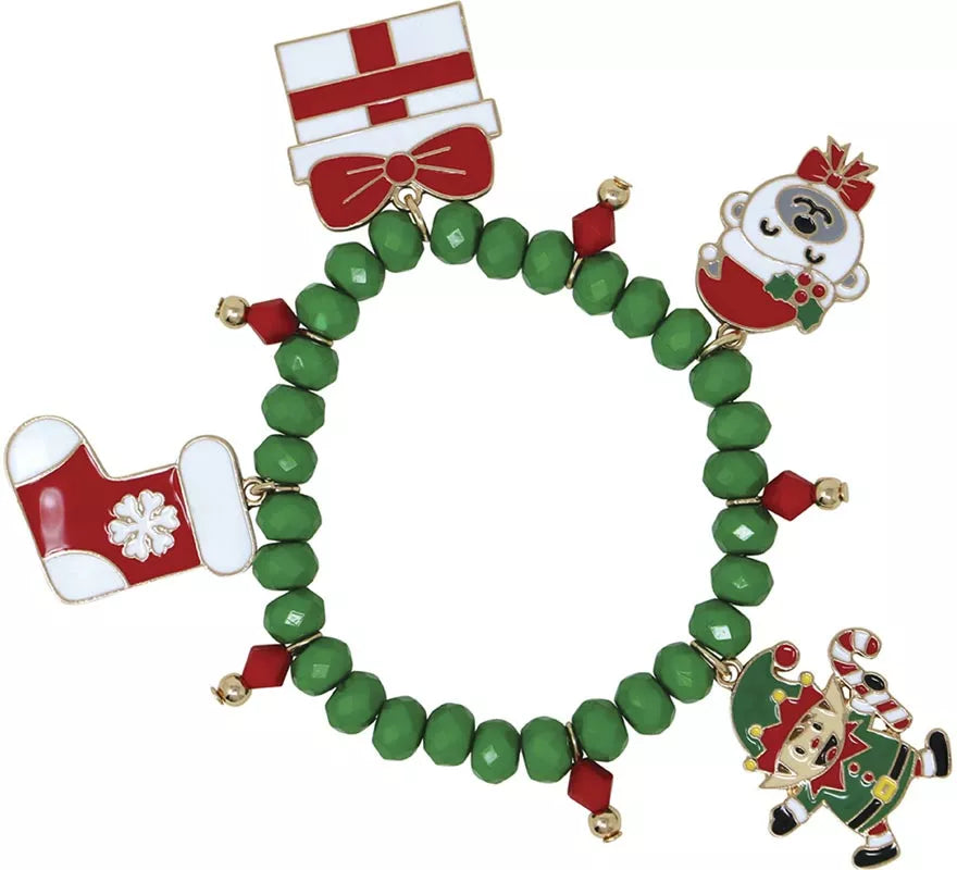 Translation missing: pt-PT.Pulsera verde con Colgantes de Papá Noel y Campana