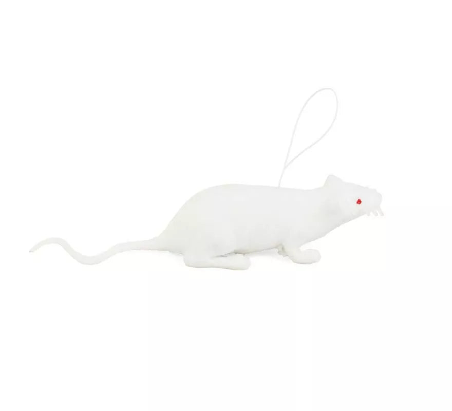 Translation missing: pt-PT.Ratón blanco con cuerda de plástico de 11 cm