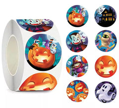 Rolo de 200 adesivos pretos de Halloween