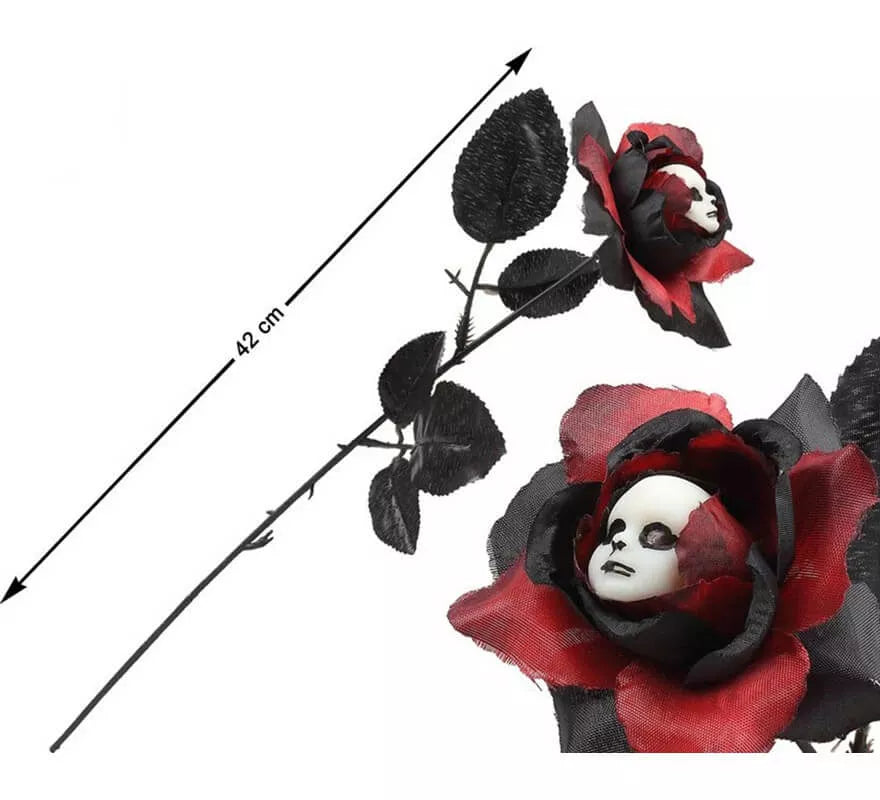 Translation missing: pt-PT.Rosa Roja y Negra de 42 cm con Cara Fantasma