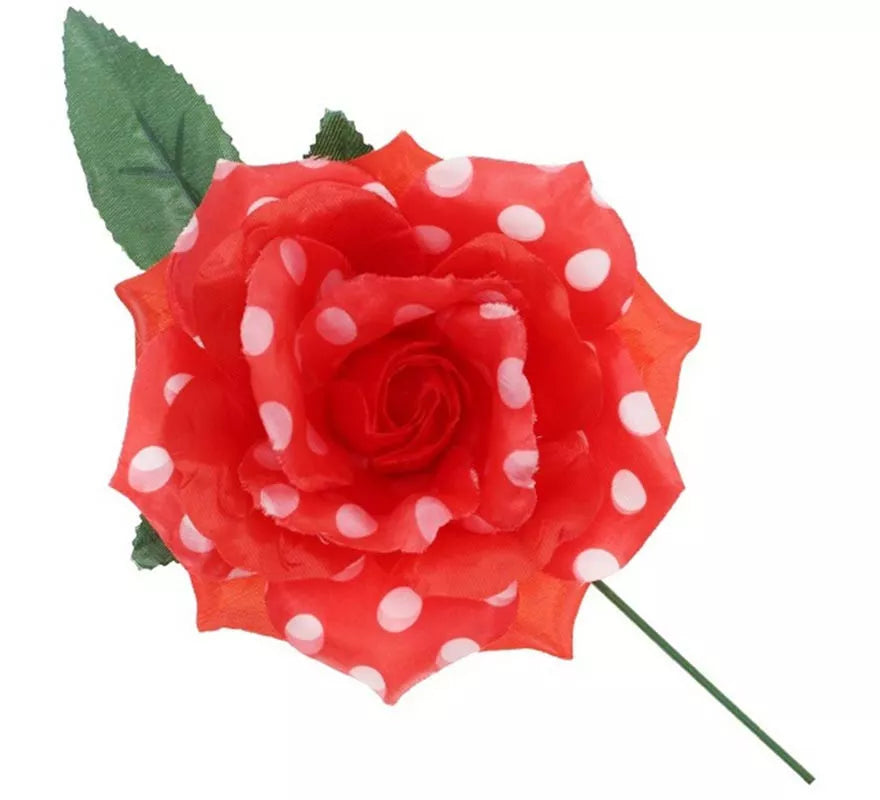Translation missing: pt-PT.Rosa Sevillana con Lunares Blancos y Varilla 15 cm en varios colores