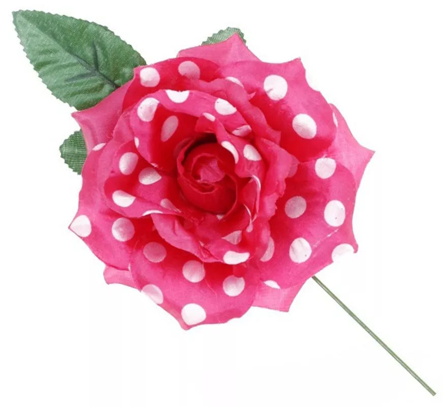 Translation missing: pt-PT.Rosa Sevillana con Lunares Blancos y Varilla 15 cm en varios colores