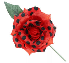 Rosa Sevillana com Bolas Pretas e Haste 15 cm em várias cores