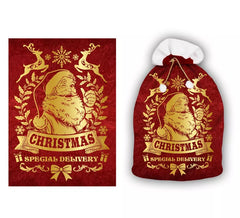 Saco de Pai Natal vermelho e dourado 60x95 cm