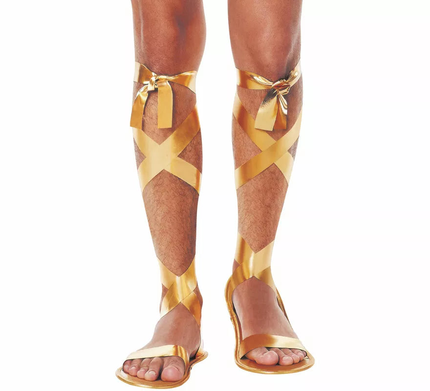 Translation missing: pt-PT.Sandalias Romanas doradas con Cintas de 29 cm para hombre