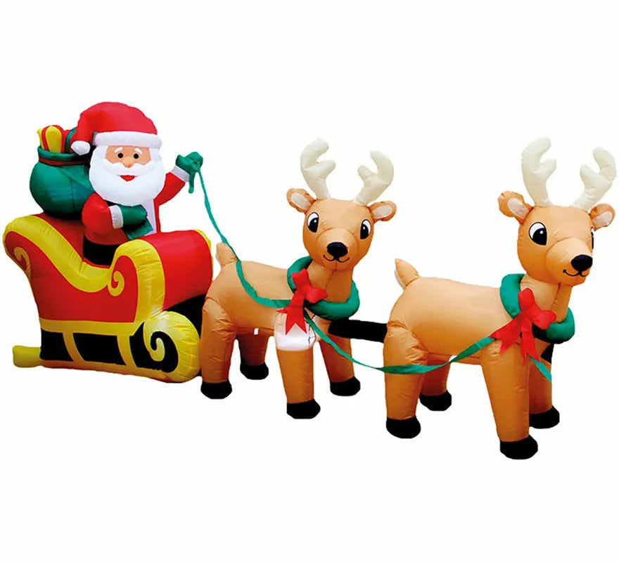 Translation missing: pt-PT.Santa Claus con Trineo de Renos Hinchable con LED de 110 cm